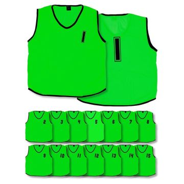 Mesh Numbered 1-15 Training Bibs Green Youths