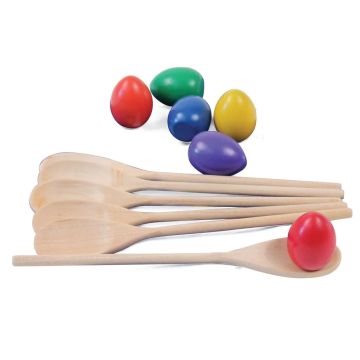 Coloured Egg and Spoon Set of 6