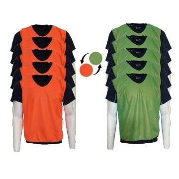 Reversible Mesh Training Bib Green/Orange - Adults Pack of 5