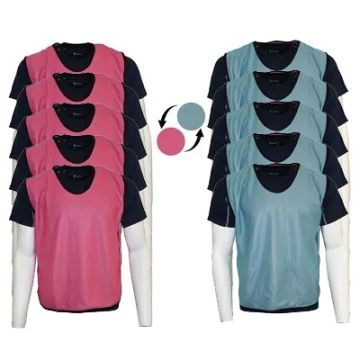Reversible Mesh Training Bib Pink/Sky Blue Youths Pack of 5