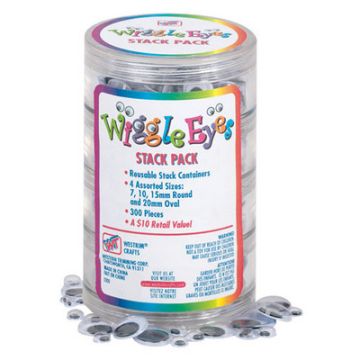 Wiggly Eyes Stack Pack of Black/White Pack of 300