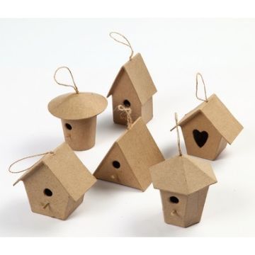 Papier Mache Birdhouse Pack of 6