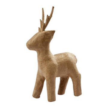 Papier Mache Roe Deer Standing 25cm Natural