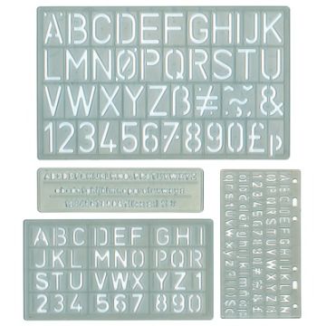 Lettering and Numbering Stencils Pack of 4