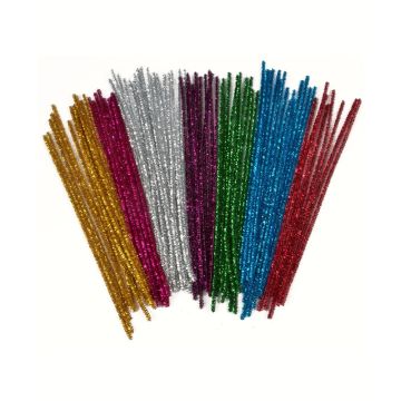 Assorted Tinsel Pipe Cleaners Pack of 100