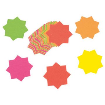 Fluorescent Card Stars Assorted Pack of 50