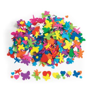 Flowers Hearts & Bug Foam Shapes 500 Pieces
