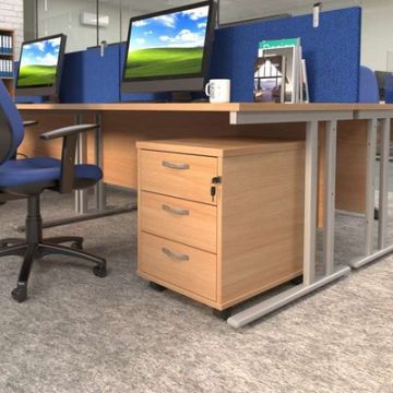 3 Drawer Mobile Pedestal Beech