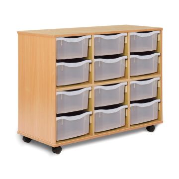 Allsorts 12 Double Tray Beech Unit Clear