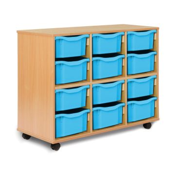 Allsorts 12 Double Tray Beech Unit Cyan