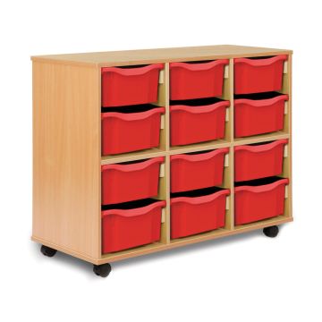 Allsorts 12 Double Tray Beech Unit Red