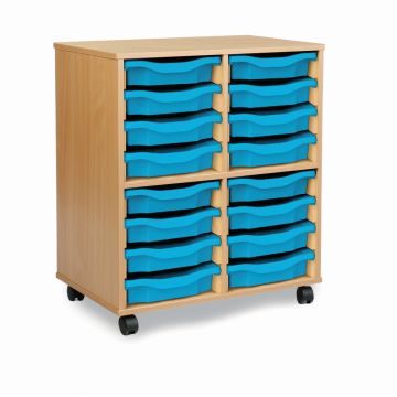 Allsorts 16 Single Tray Beech Unit Cyan