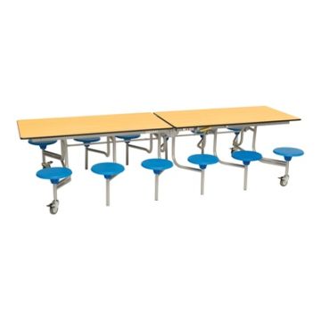Mobile Fold Rect 12 Grey Table Blue Seats H685mm