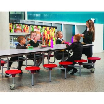 Mobile Fold Rect 12 Grey Table Red Seats H685mm