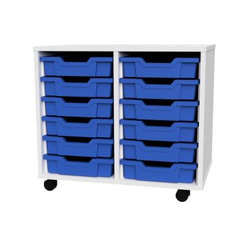 Premium 12 Shallow Tray White Unit Blue