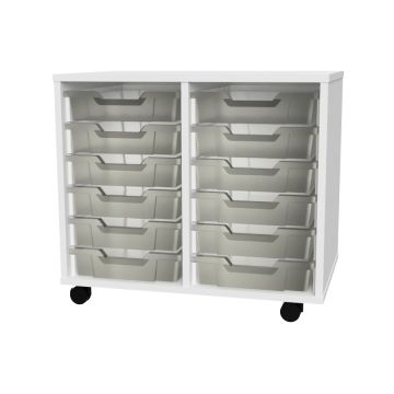 Premium 12 Shallow Tray White Unit Clear