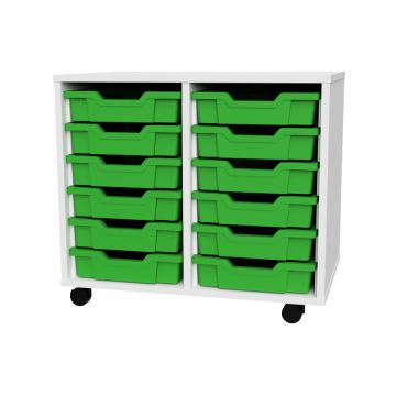 Premium 12 Shallow Tray White Unit Green