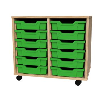 Premium 12 Shallow Tray Oak Unit Green