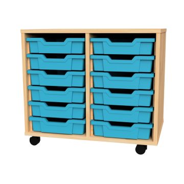 Premium 12 Shallow Tray Beech Unit Cyan