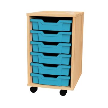Premium 6 Shallow Tray Beech Unit Cyan