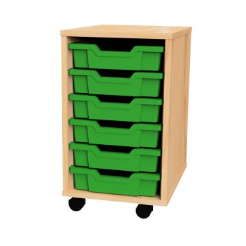 Premium 6 Shallow Tray Beech Unit Green