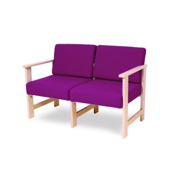Wooden Easy Seating 2 Seater Arm Chair Raspberry