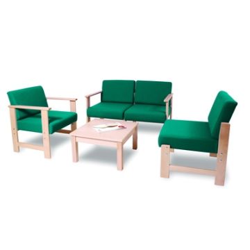 Wooden Easy Seating 2 Seater Arm Chair Turquoise