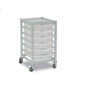 6 Single Tray Science Trolley Grey Frame Clear