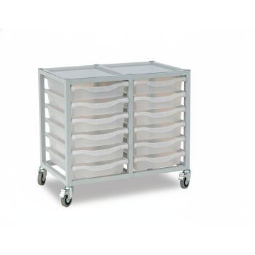 12 Single Tray Science Trolley Grey Frame Clear