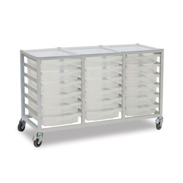 18 Single Tray Science Trolley Grey Frame Clear