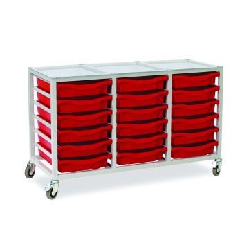 18 Single Tray Science Trolley Grey Frame Red