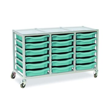 18 Single Tray Science Trolley Grey Frame Metal Blue