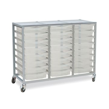 24 Single Tray Science Trolley Grey Frame Clear