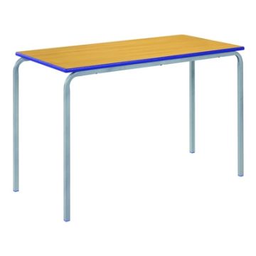 Crush Bent Rectangular Table 110x55x71cm Beech Top Blue Edge