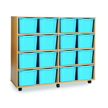 16 Triple Tray Unit Beech Cyan