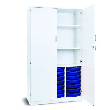 21 Single Tray Storage Cupboard White Blue