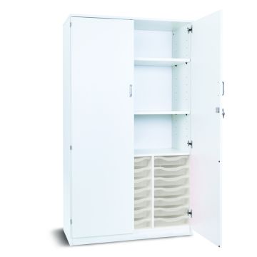 21 Single Tray Storage Cupboard White Clear