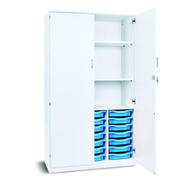 21 Single Tray Storage Cupboard White Cyan