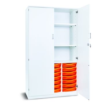 21 Single Tray Storage Cupboard and 2 Adjustable Shelves White Tangerine