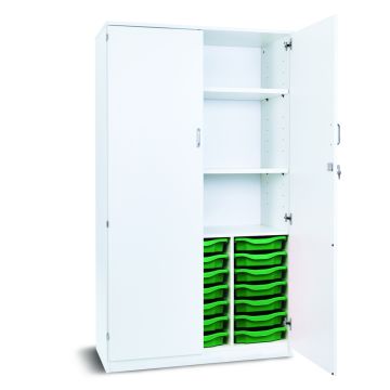 21 Single Tray Storage Cupboard White Green