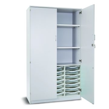 21 Single Tray Storage Cupboard Grey Clear