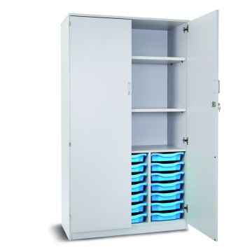 21 Single Tray Storage Cupboard Grey Cyan