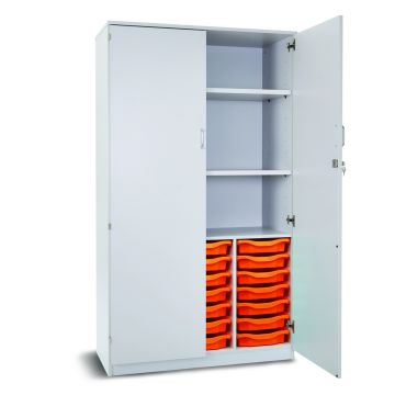 21 Single Tray Storage Cupboard and 2 Adjustable Shelves Grey Tangerine
