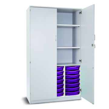 21 Single Tray Storage Cupboard Grey Purple