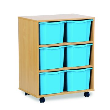 6 Triple Tray Unit Beech Cyan