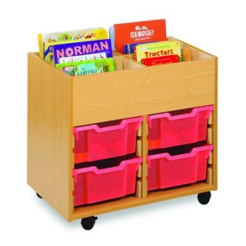 4 Bay Kinderbox Maple Shallow Trays Blueberry Clear