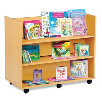 Double Library Unit with two Horizontal Shelves Maple