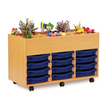 6 Bay Kinderbox Beech Single Trays Blue