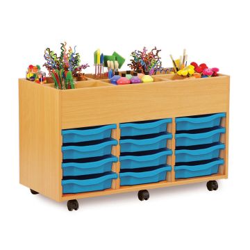 6 Bay Kinderbox Beech Single Trays Cyan