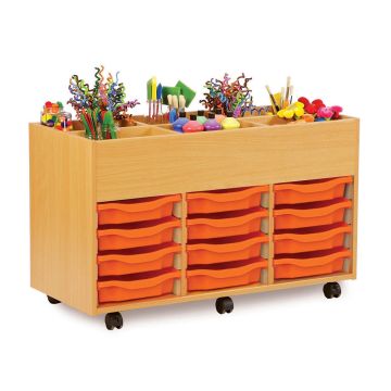 6 Bay Kinderbox Beech Single Trays Tangerine